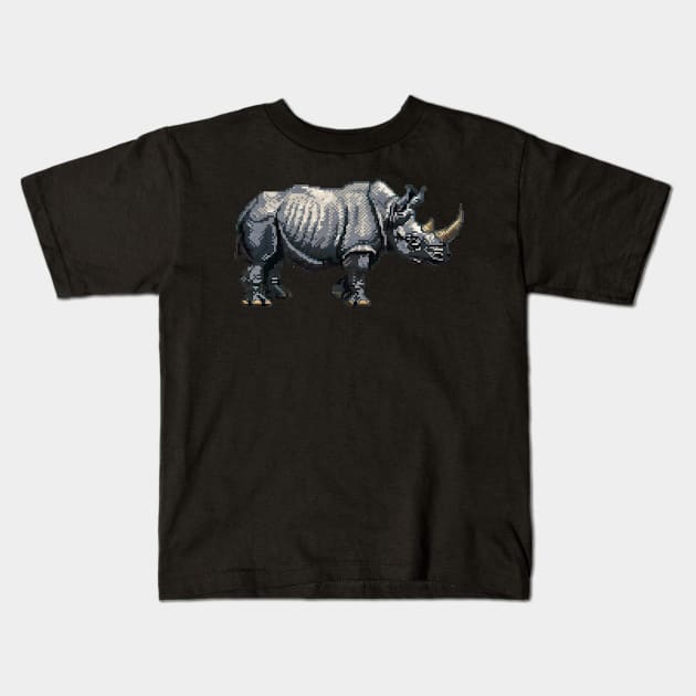 16-Bit Rhinoceros Kids T-Shirt by Animal Sphere
